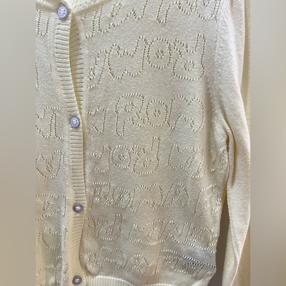 Fendi Junior Girls Yellow Cotton Cardigan Fendi Motif Made in Italy Size 8A - Picture 4 of 11